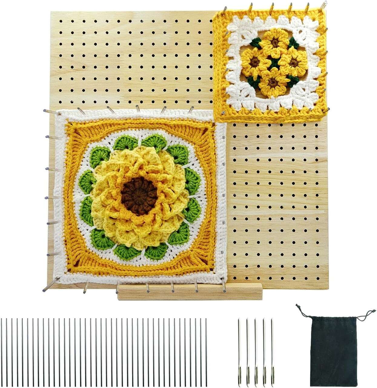 Crochet Blocking Board with 40 Pins (wood) 12.4 x 12.4 x 0.6 inches